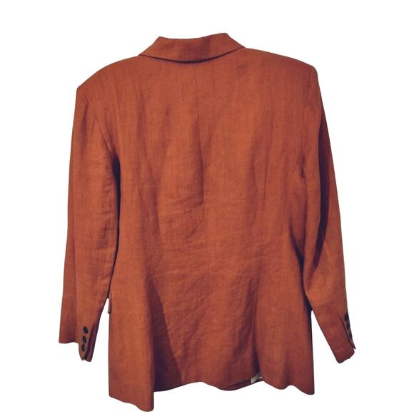3316)Vtg Central Falls Orange Linen Two Button Closure Lined Blazer Size 10 - Picture 10 of 10